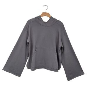 Max Studio Fleece Hoodie Womens Small Gray Cozy Warm Long Sleeve Loungewear